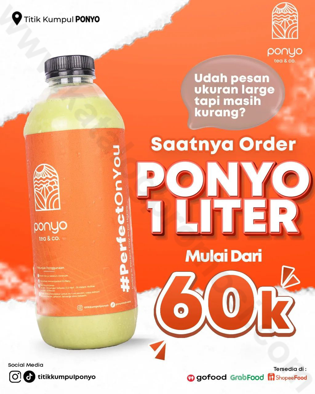 Ponyo Promo Harga Spesial Ponyo Kemasan 1 Liter mulai dari Rp 60.000