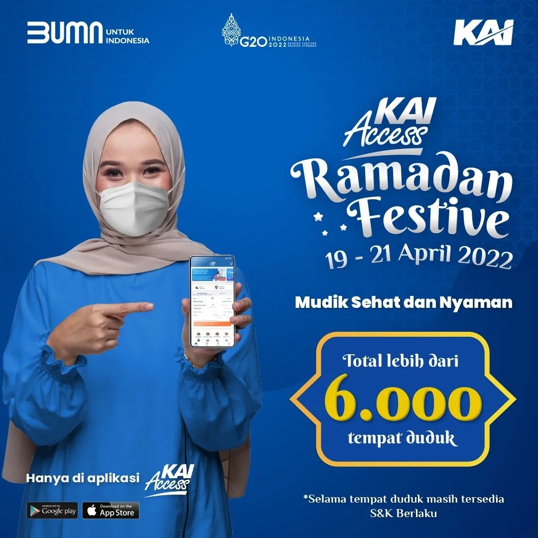 Promo KAI Access Ramadan Festive - Diskon Tiket hingga 60% dan Flash Sale Tiket mulai Rp. 75.000 berlaku tanggal 19-21  April 2022