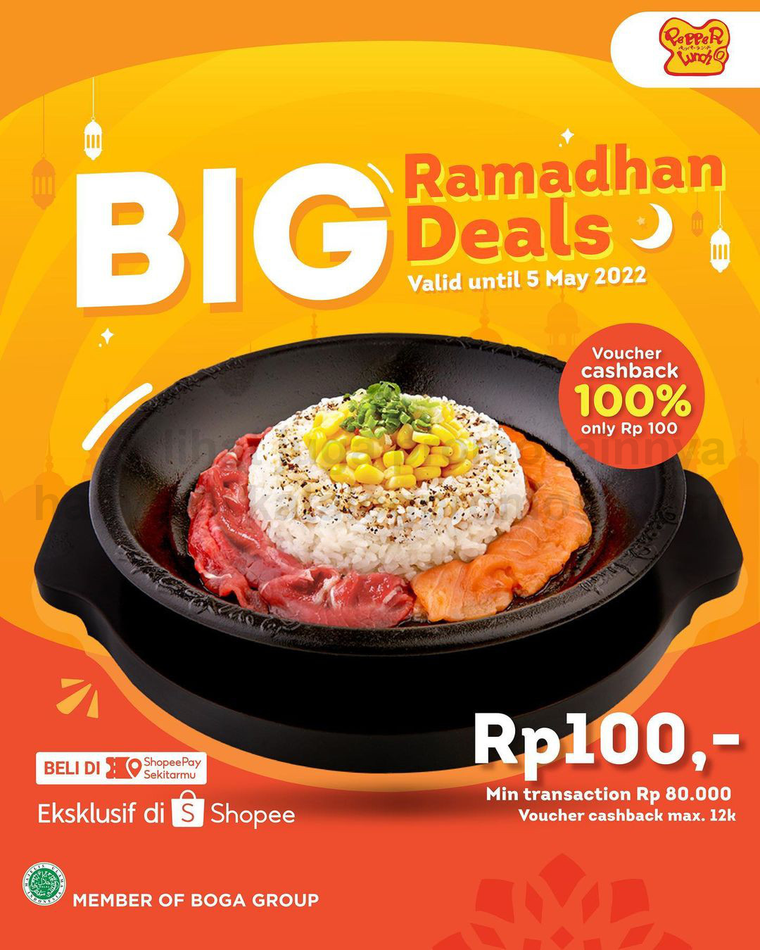 Promo PEPPER LUNCH BIG Ramadhan Deals! VOUCHER CASHBACK SHOPEEPAY 100% cuma Rp. 100 saja