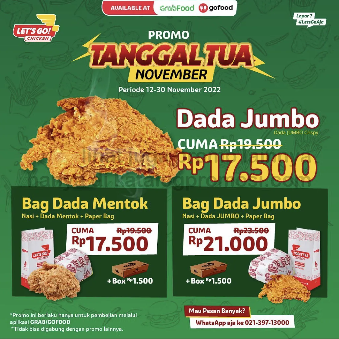 Promo LET'S GO CHICKEN TANGGAL TUA NOVEMBER khusus pemesanan via GRABFOOD & GOFOOD