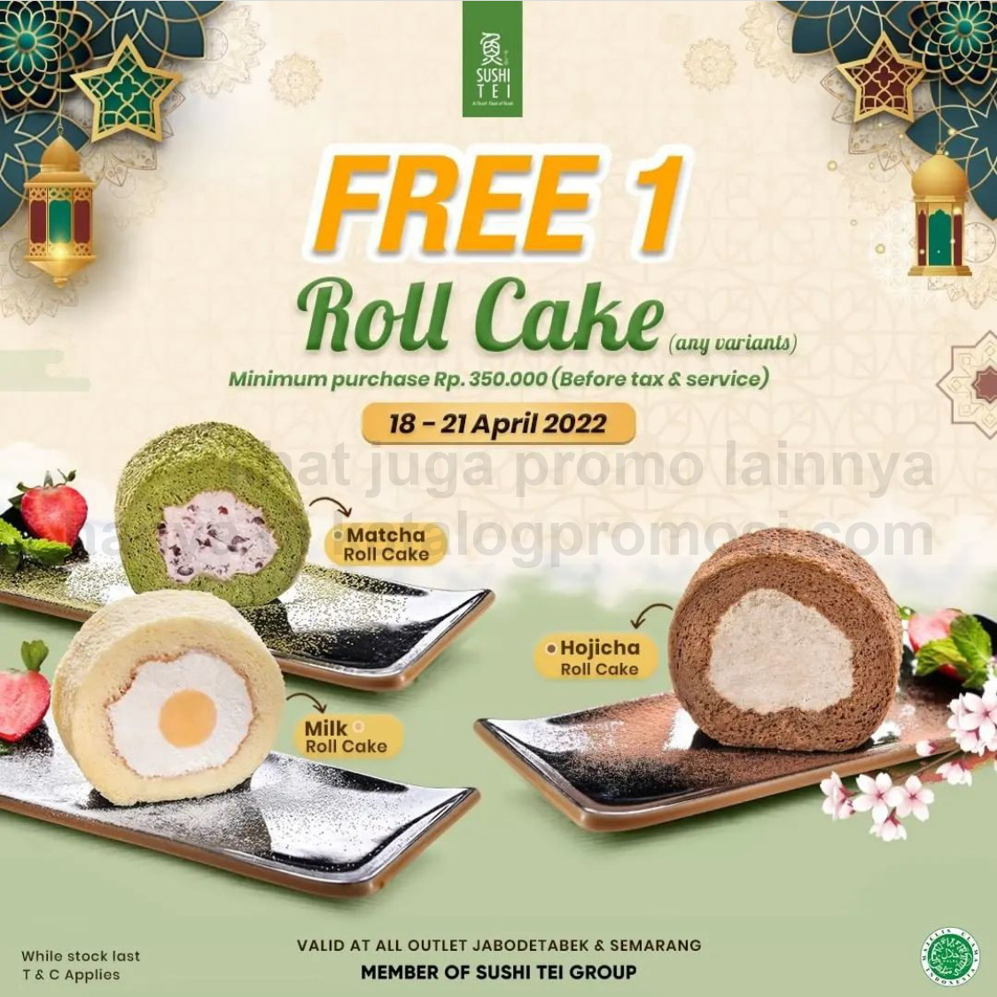 Promo SUSHI TEI GRATIS 1 ROLL CAKE