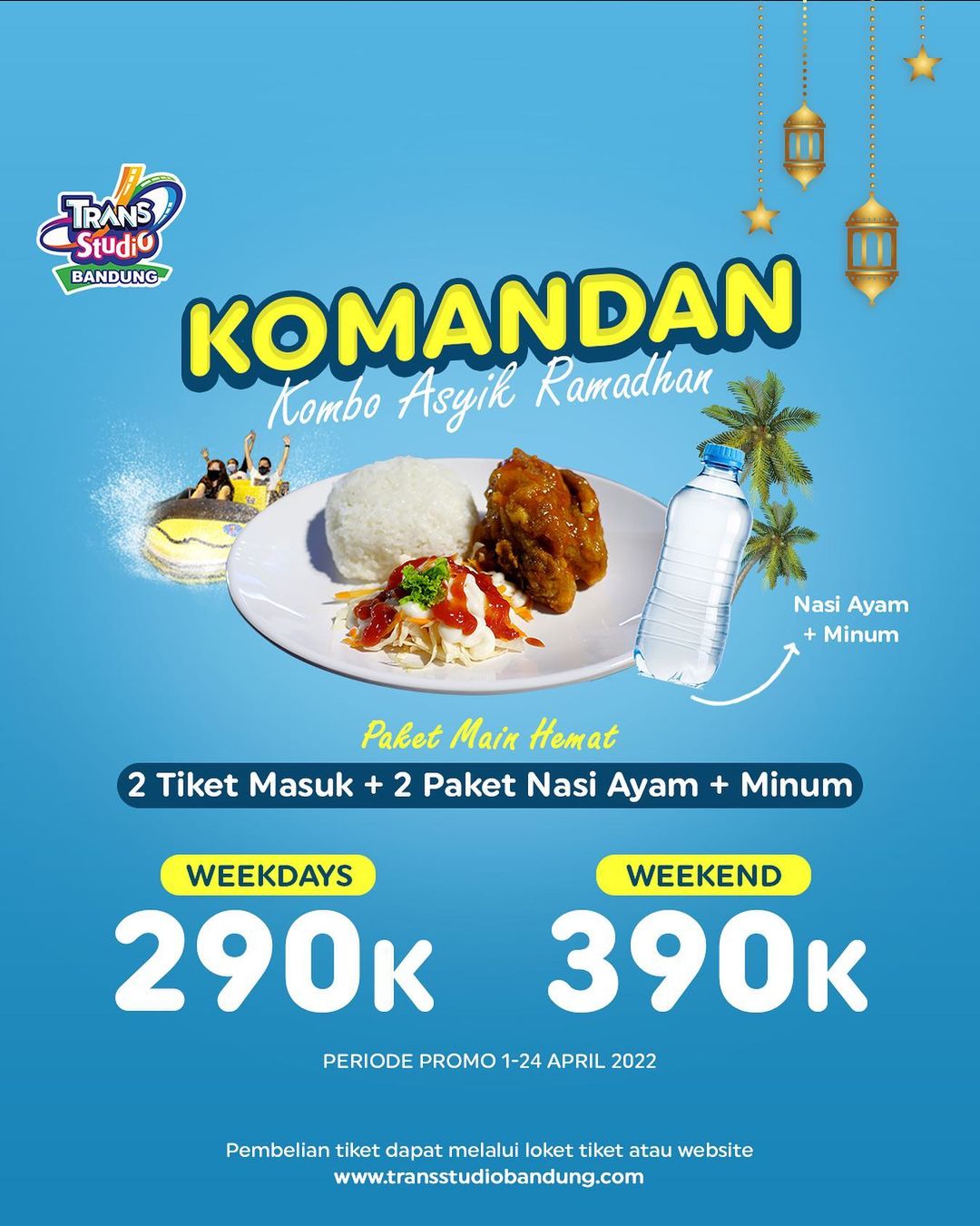 Promo TRANS STUDIO BANDUNG Paket KOMANDAN / Kombo Asyik Ramadhan - Mulai harga Rp. 290.000 sudah termasuk makanan