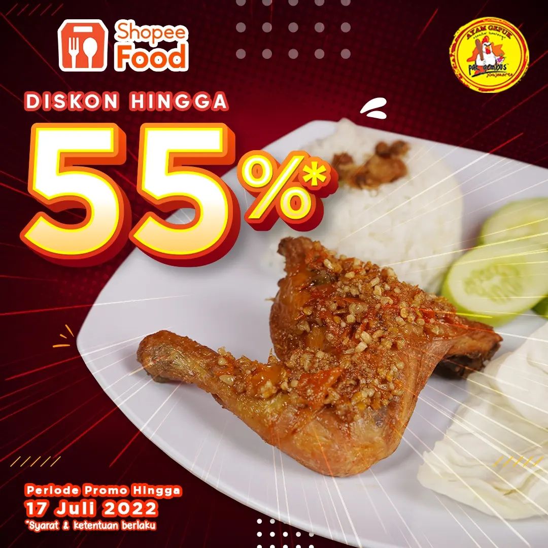 Promo Ayam Gepuk Pak Gembus Promo Diskon Hingga 55% Khusus Pemesanan Via ShopeeFood