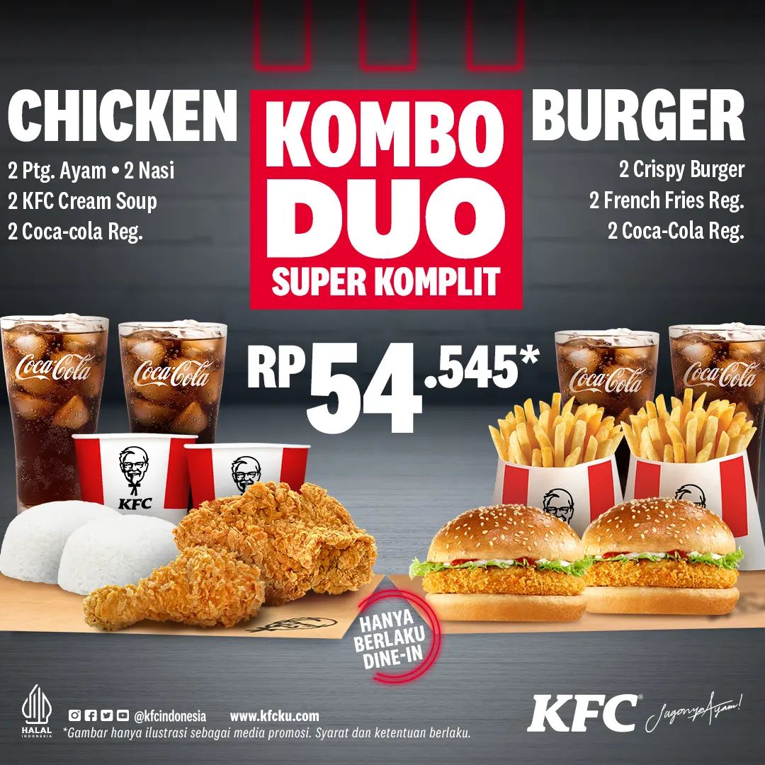 PROMO KFC PAKET KOMBO DUO SUPER KOMPLIT cuma Rp. 54.545
