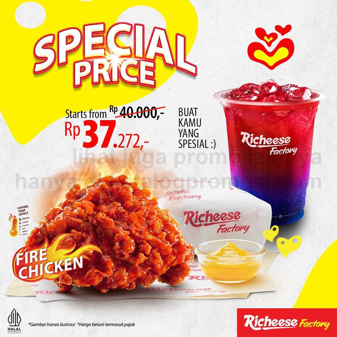 Promo RICHEESE FACTORY TERBARU HARI INI - SPECIAL PRICE Combo Fire Chicken mulai Rp 37.272 aja!!