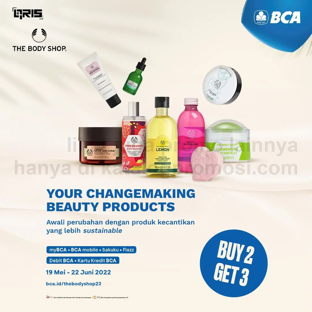 Promo THE BODY SHOP BCA - BUY 2 GET 3 untuk produk-produk pilihan dengan KARTU BCA