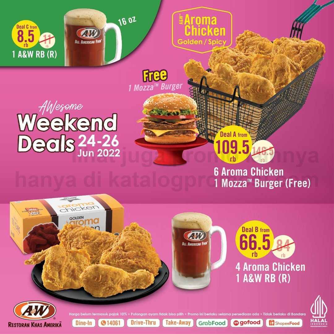 Promo A&W WEEKEND DEALS - Paket Aroma Chicken Golden / Spicy Mulai Dari Rp 66.500