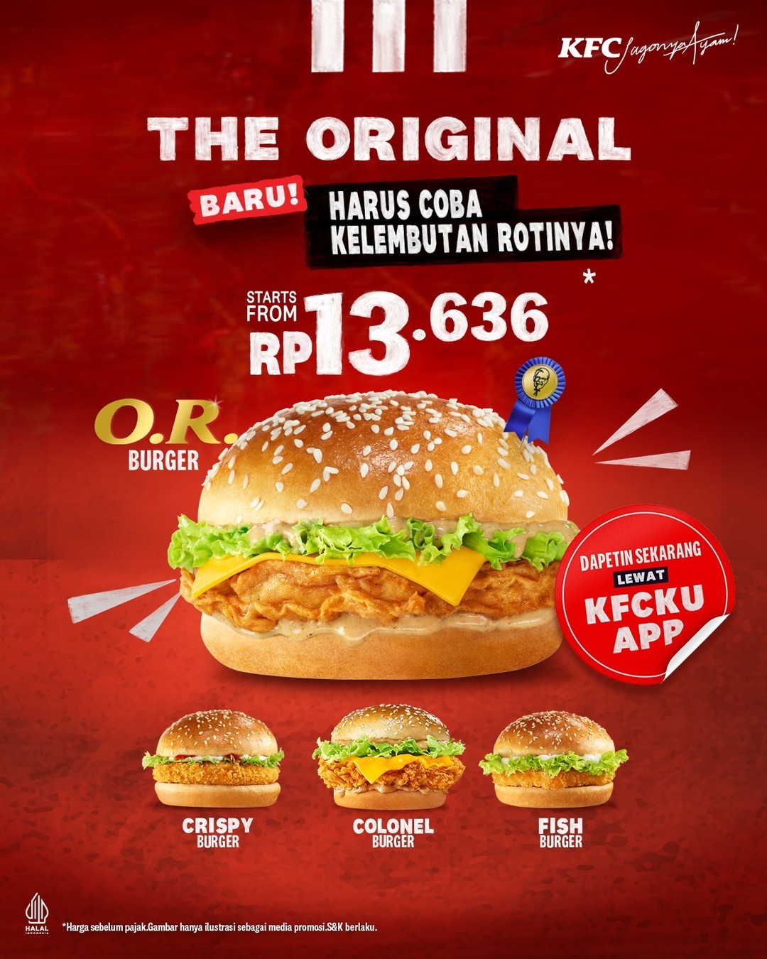 BARU! KFC Burger dengan kelembutan roti yang baru - Harga mulai Rp. 13.636