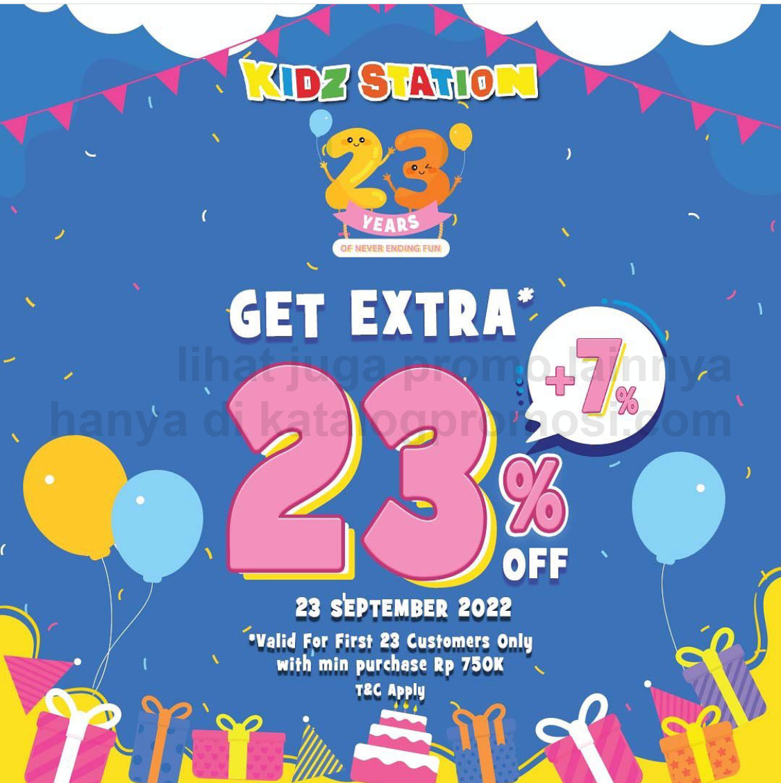 Promo KIDZ STATION 23 Anniversary! Diskon 23% off dan tambahan lagi 7% off 