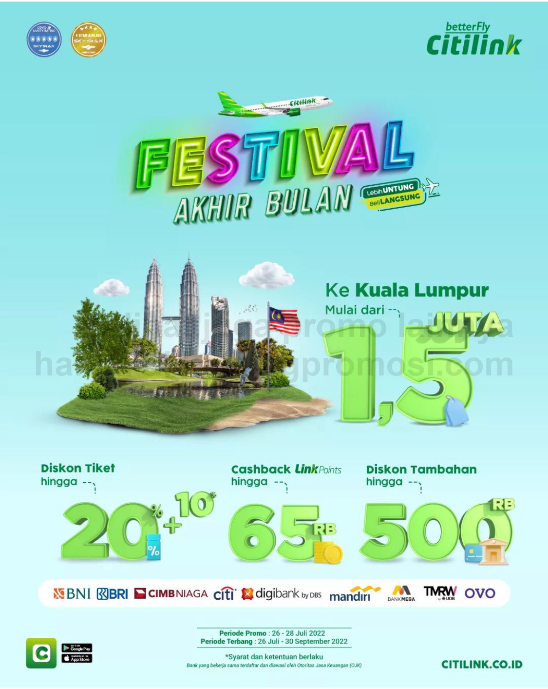 Promo CITILINK FESTIVAL AKHIR BULAN - Harga Spesial tiket ke Kuala Lumpur mulai dari Rp 1.500.000