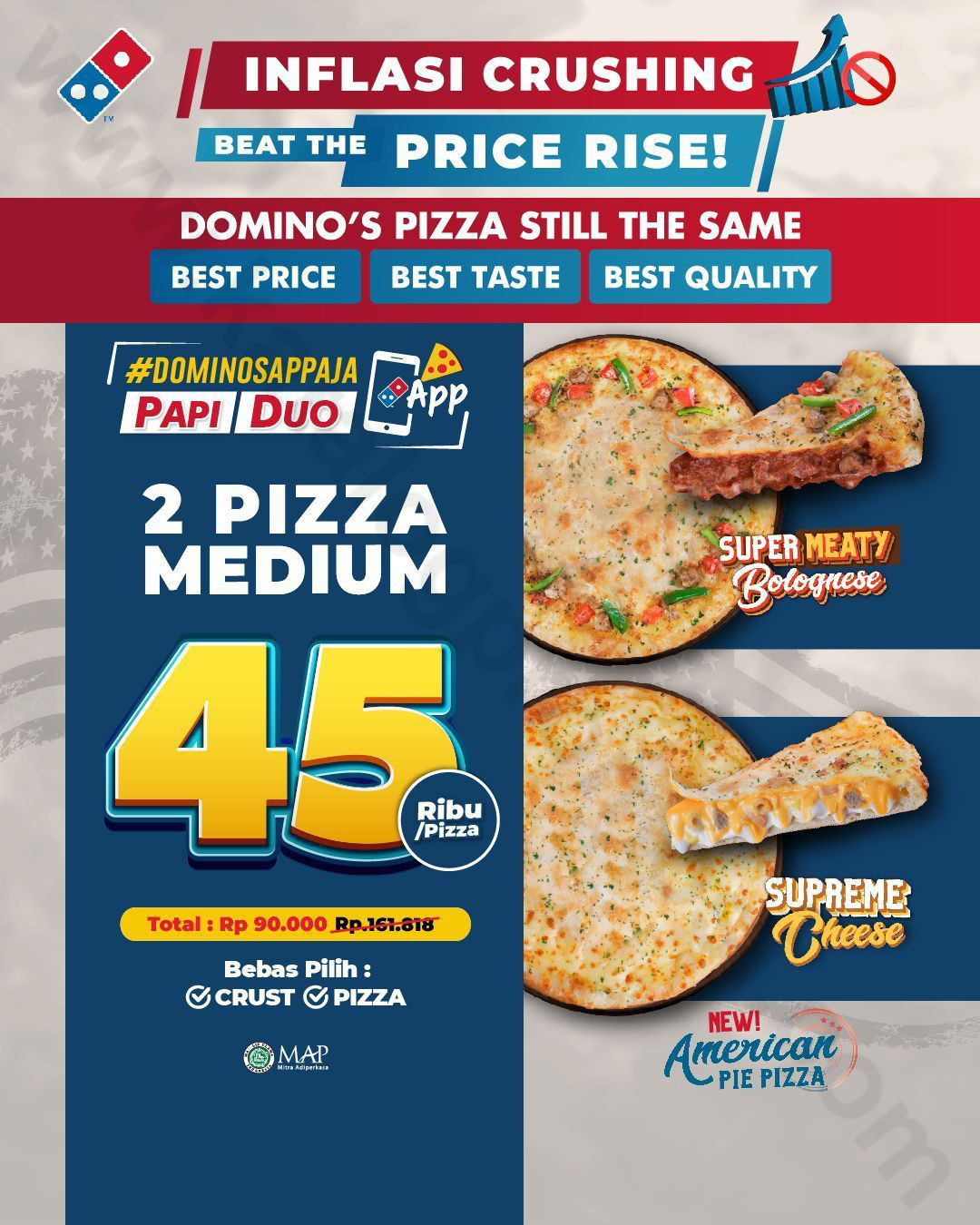 DOMINOS PIZZA Promo PAPI DUO APP - Beli 2 Medium Pizza Hanya Rp 45.000 ...