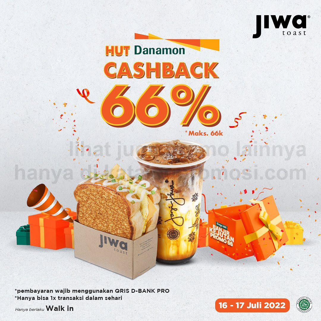 Promo JIWATOAST CASHBACK 66% khusus transaksi dengan Kartu Danamon