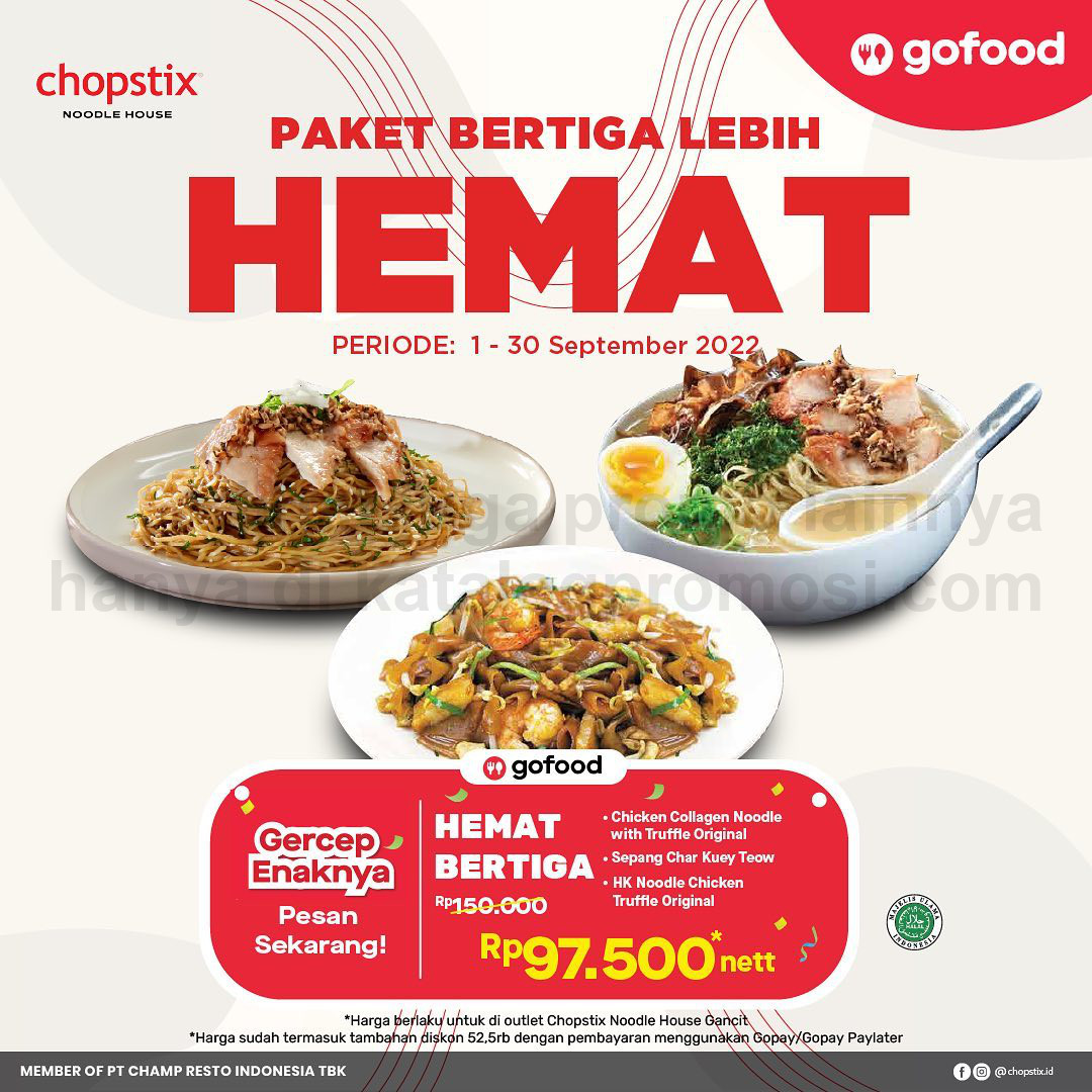 CHOPSTIX Promo PAKET HEMAT BERTIGA dan BEREMPAT khusus pemesanan via GOFOOD