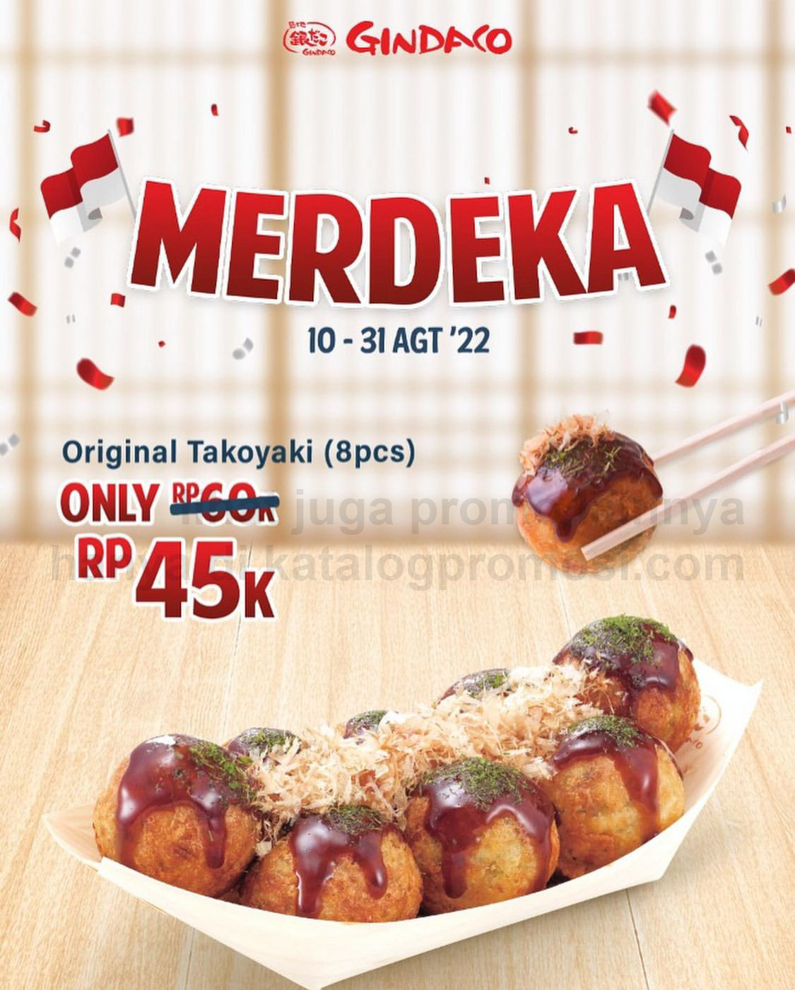 PROMO GINDACO MERDEKA - Original Takoyaki 8pcs hanya Rp 45.000