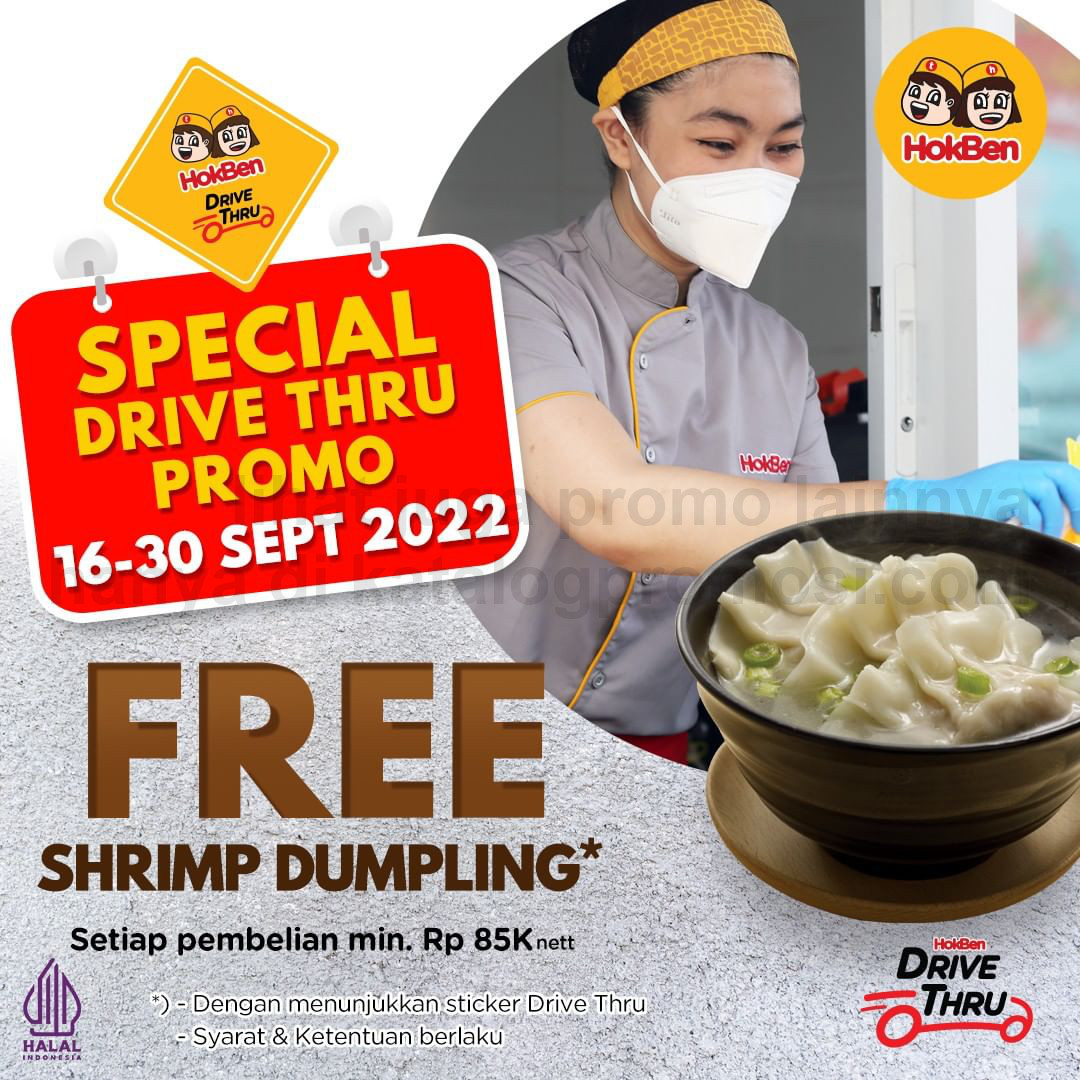 Promo HOKBEN SPECIAL DRIVE-THRU - GRATIS Shrimp dumpling