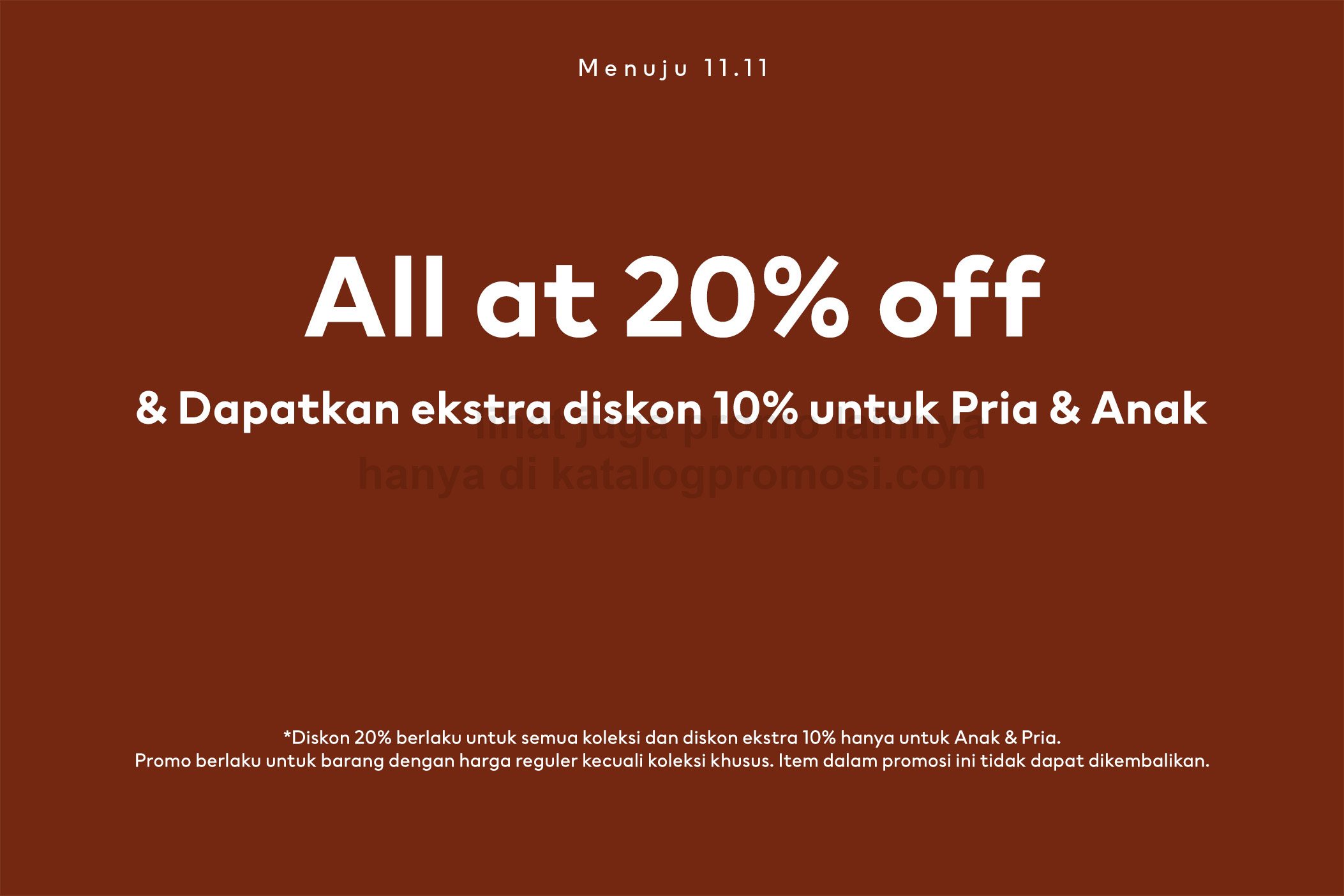 Promo H&M Online Exclusive - Road to 11.11 ! Discount 20% Off + EXTRA 10% off for Men & Kids items