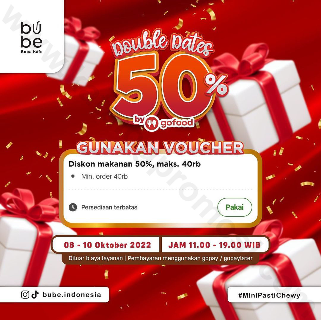 Promo BUBE DOUBLE DATES - DISKON 50% Khusus Pemesanan Via GOFOOD