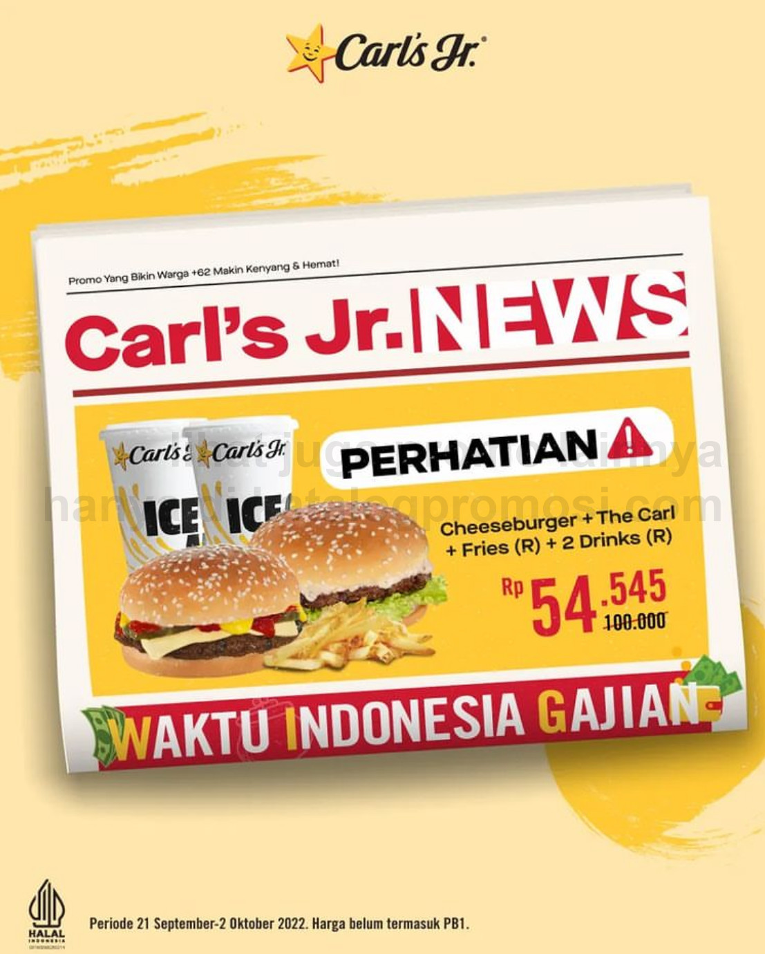 Promo CARLS Jr Waktu Indonesia Gajian! Paket hemat berduaan hanya 54ribuan
