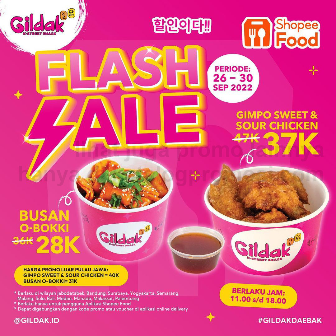 Promo GILDAK SHOPEEFOOD FLASH SALE - Harga Spesial untuk Gimpo Sweet & Sour Chicken dan Busan O-bokki!