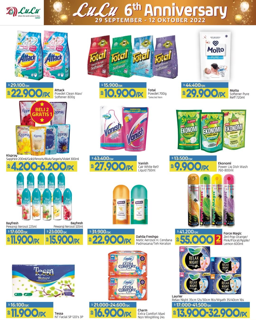 Katalog LuLu Hypermarket & Department Store 6th Anniversary! Belanja hemat HINGGA 50% periode 29 SEPTEMBER - 12 OKTOBER 2022