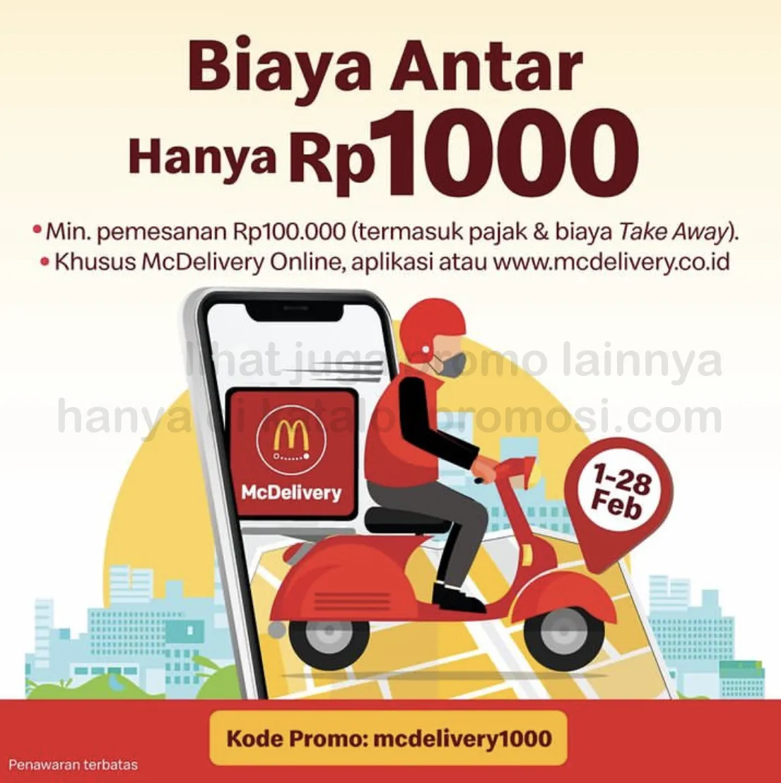 Promo McDONALDS - BIAYA ANTAR Hanya Rp1.000,- khusus pemesanan via McDelivery