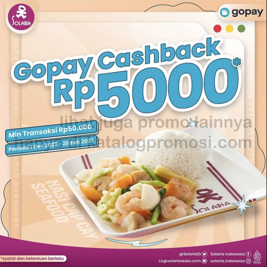 Promo SOLARIA Cashback 50% Dengan Menggunakan GOPAY