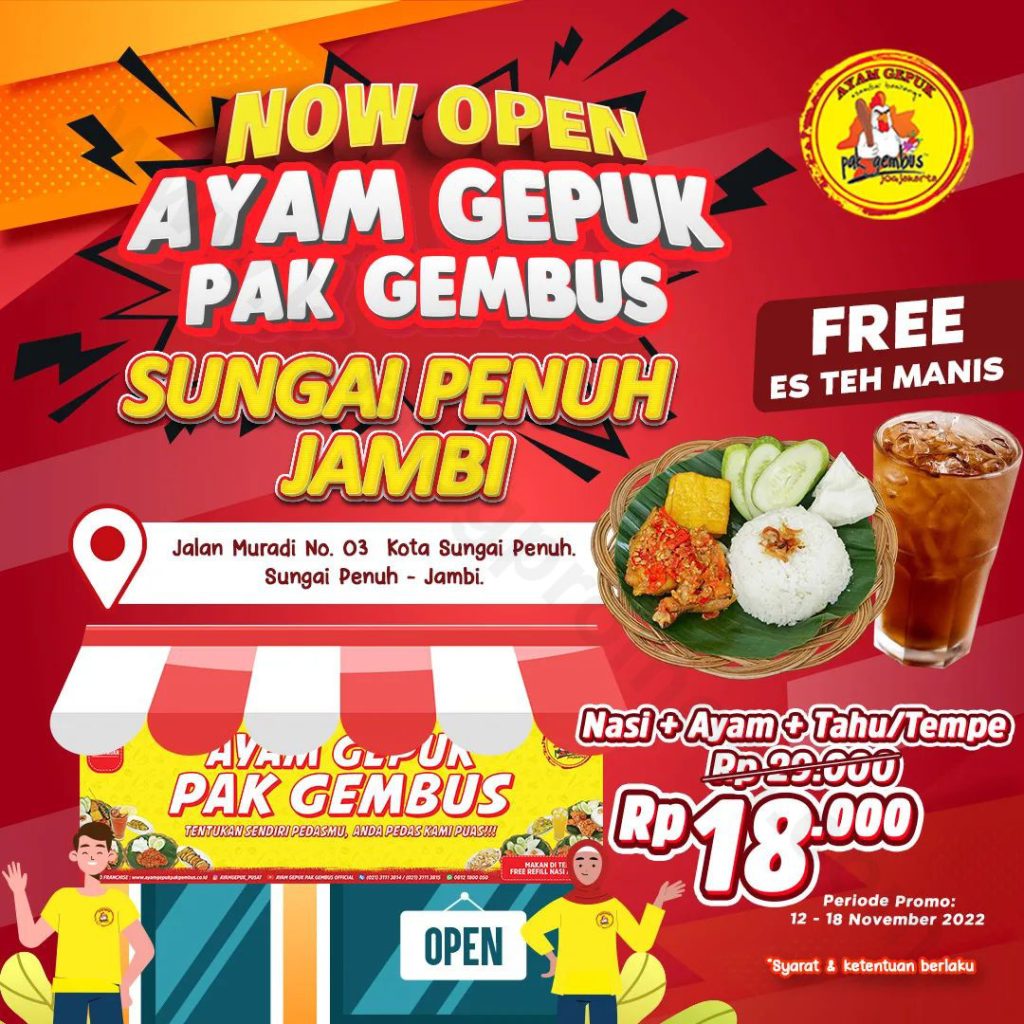 Ayam Gepuk Pak Gembus Sungai Penuh JAMBI Opening Promo - Paket Nasi