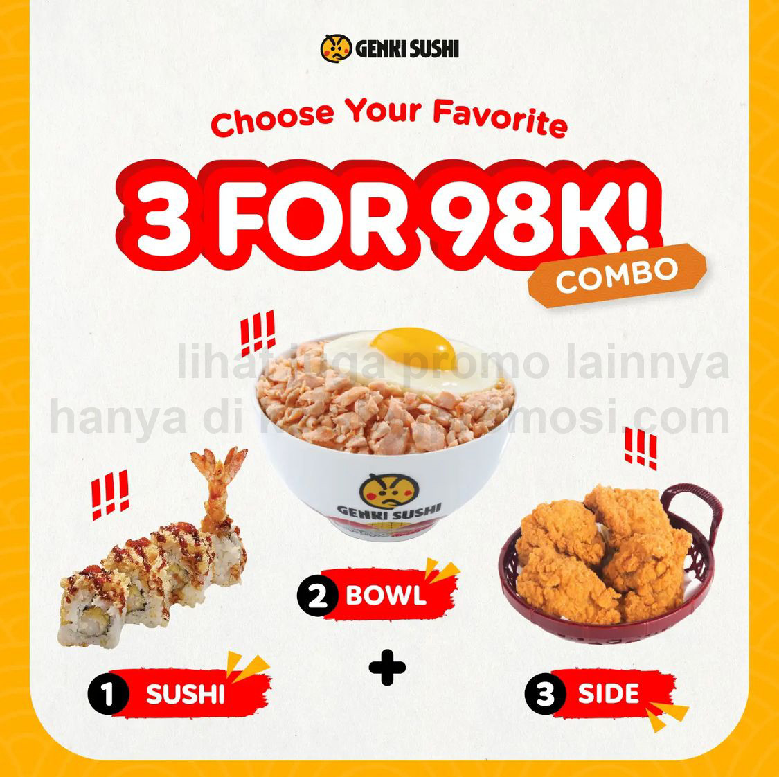 Promo GENKI SUSHI PERFECT COMBO !  3 best-selling menus only for 98K