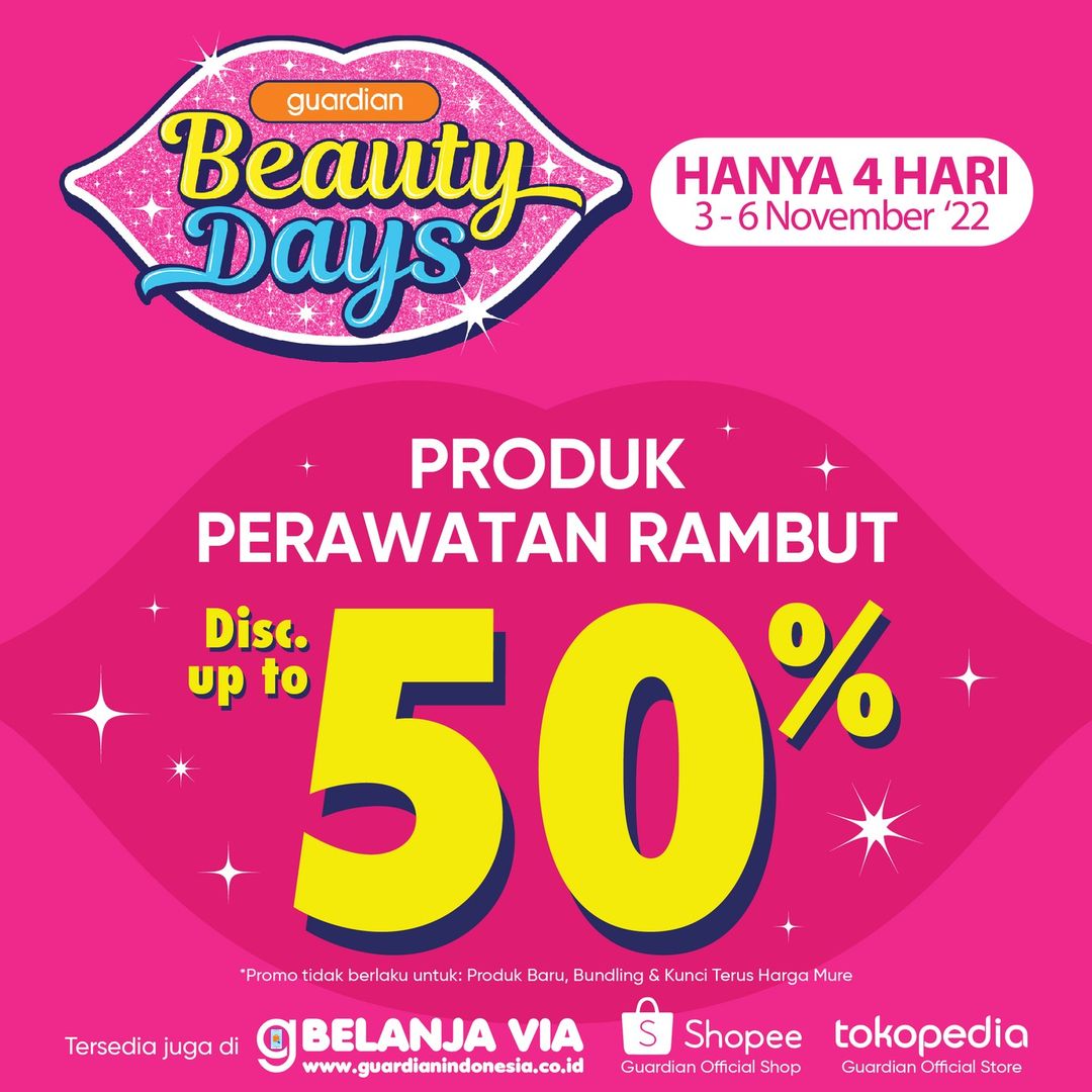 Promo Guardian Beauty Days - Diskon up to 50% untuk PRODUK PERAWATAN RAMBUT!