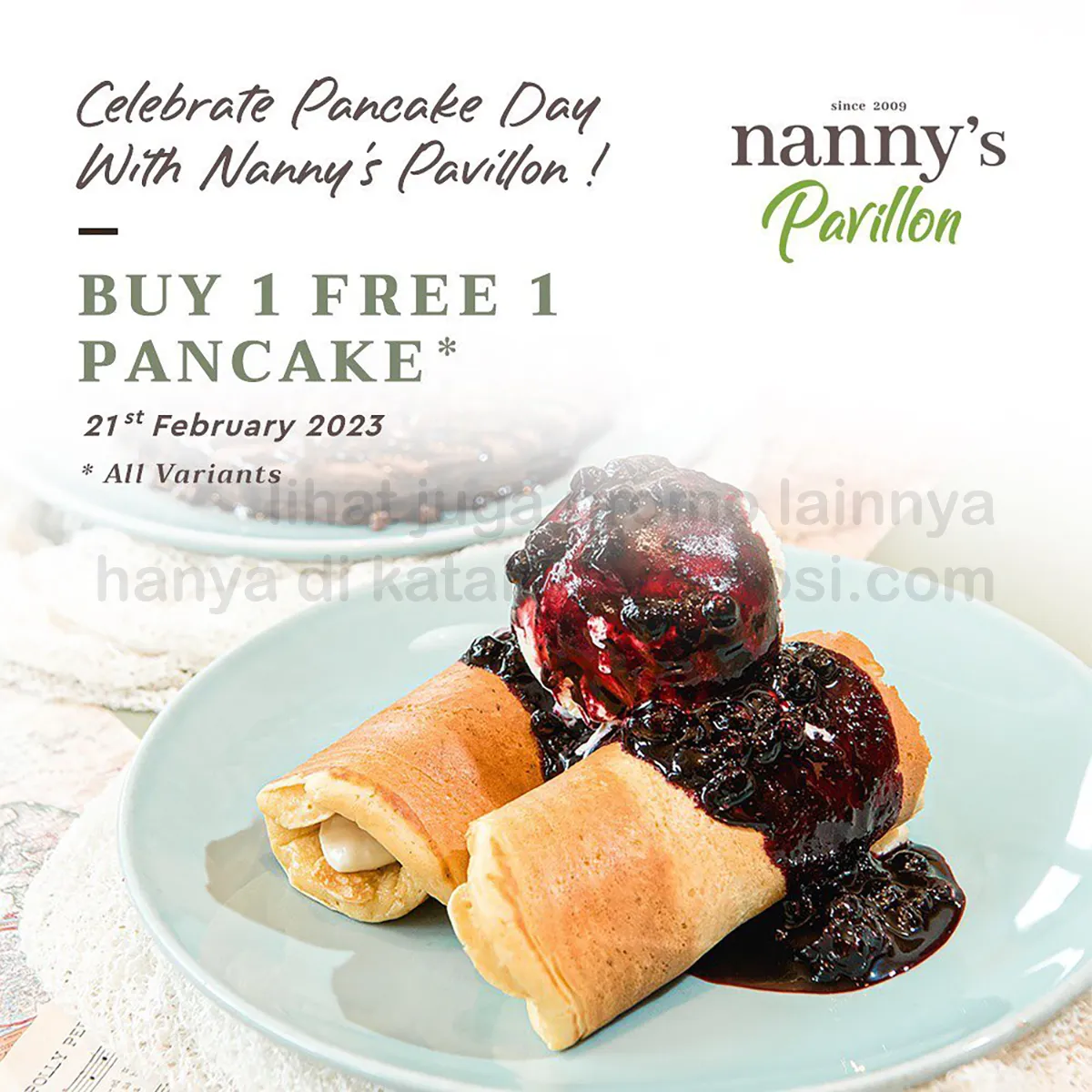 Promo Nanny's Pavillon International Pancake Day - Buy 1 Get 1 Free untuk PANCAKE