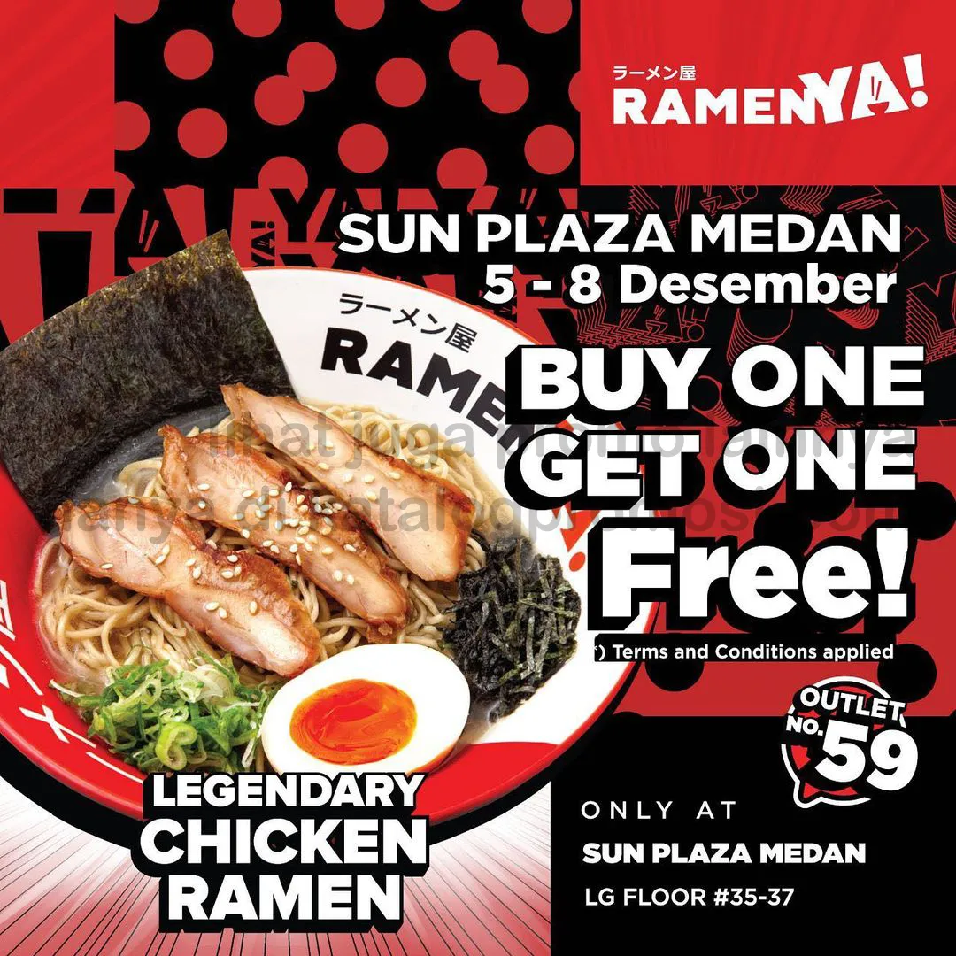 Promo Opening RamenYa Sun Plaza Medan - BELI 1 GRATIS 1