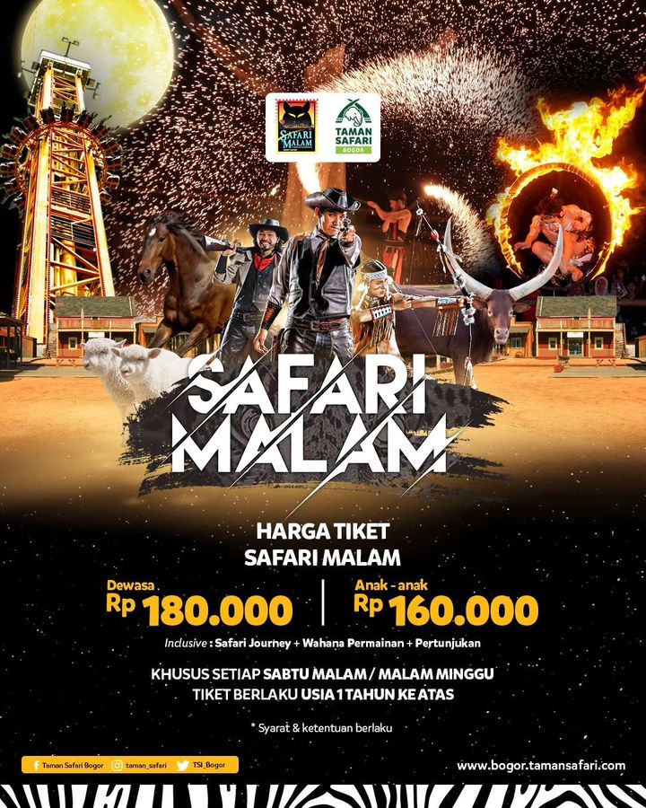 Promo TAMAN SAFARI SPECIAL PRICE Tiket Masuk SAFARI MALAM Taman Safari Bogor setiap hari SABTU dan MINGGU