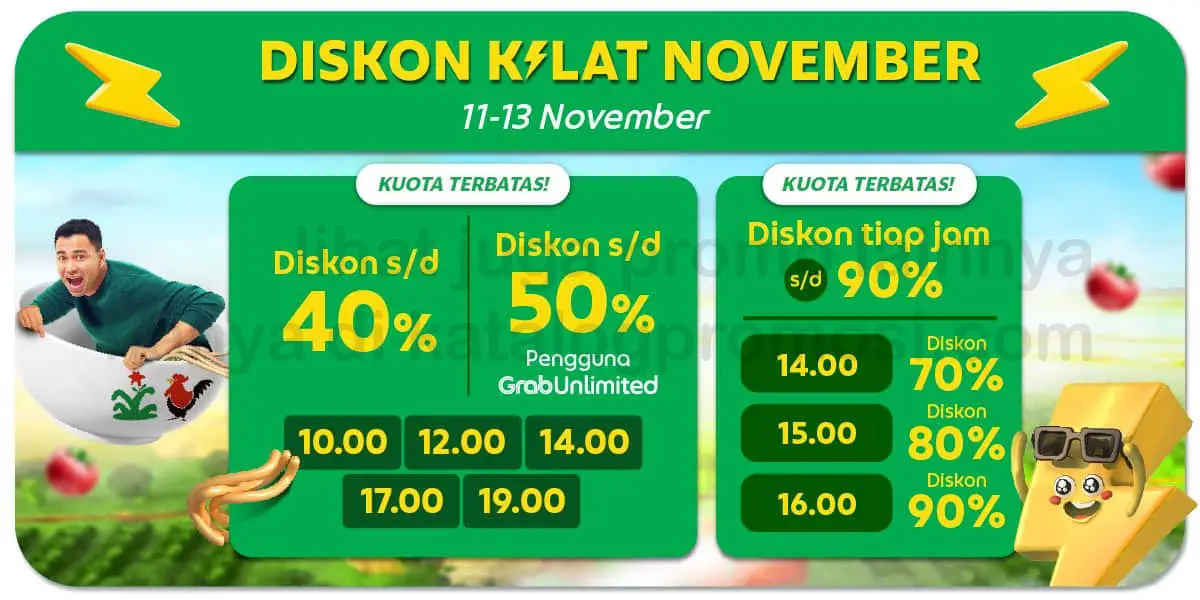 PROMO GRABFOOD Diskon Kilat 11.11 HEMAT hingga 90%