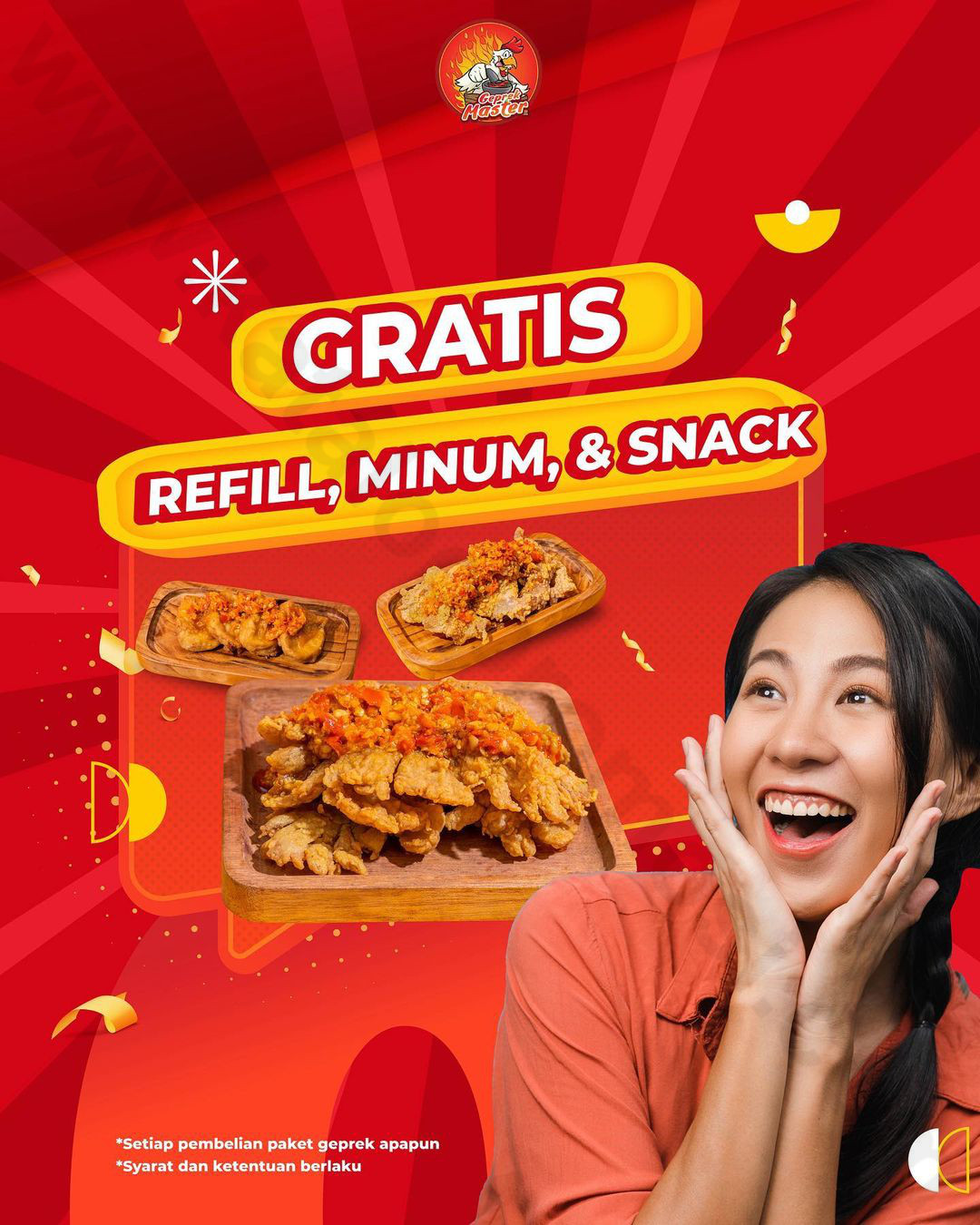 Ayam Geprek Master Promo Mantap Gratis Es Teh Dan Snack Setiap