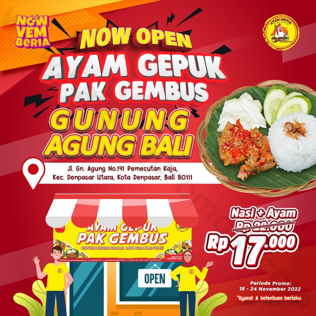 Ayam Gepuk Pak Gembus Gunung Agung Bali Opening Promo Paket Nasi