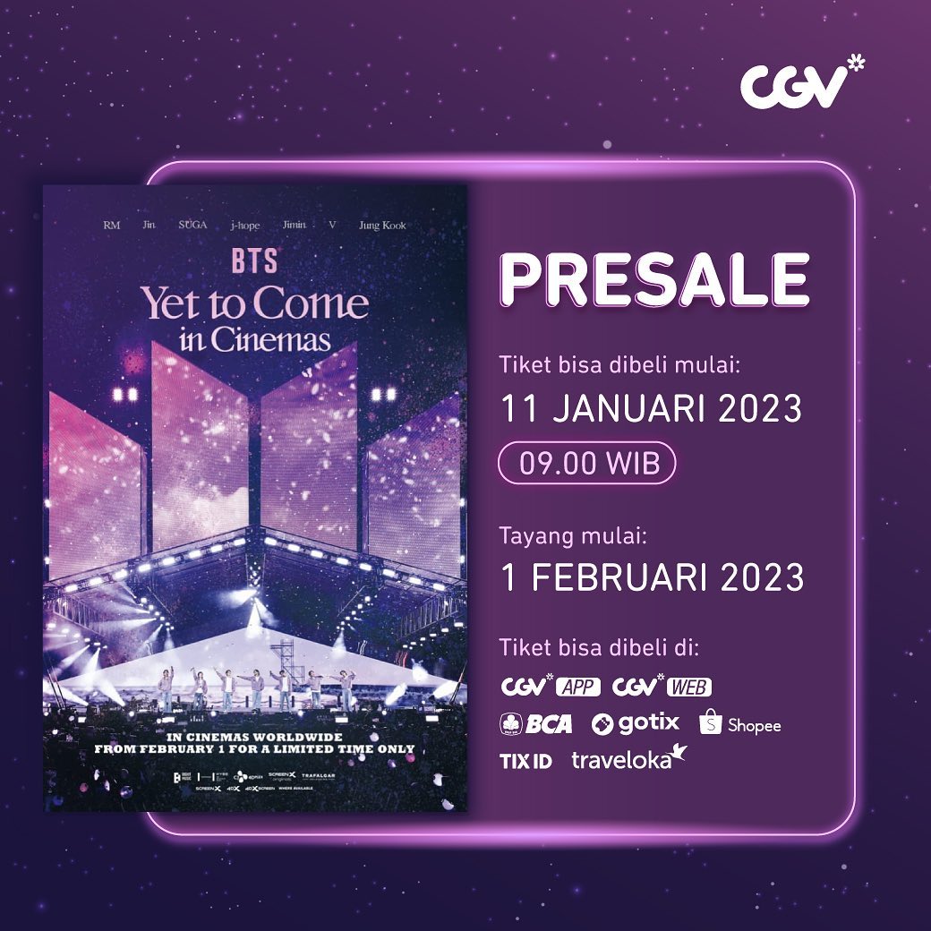 Promo CGV CINEMA PRESALE TIKET BTS : YET TO COME in CINEMAS