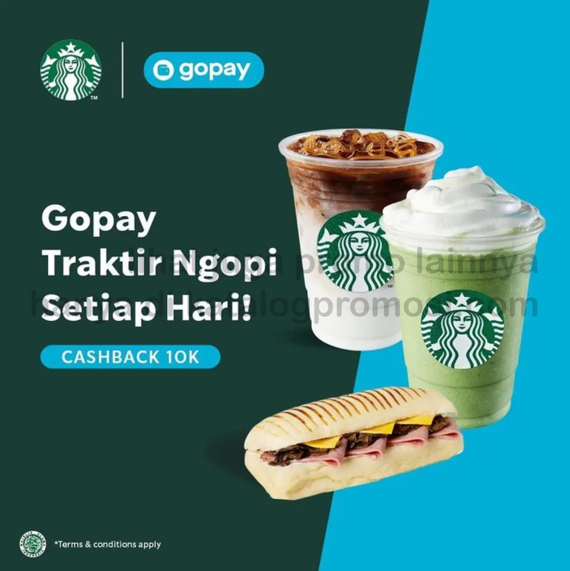 Promo STARBUCKS GOPAY - Cashback 10RIBU khusus transaksi pakai GOPAY berlaku mulai tanggal 01–24 Desember 2022