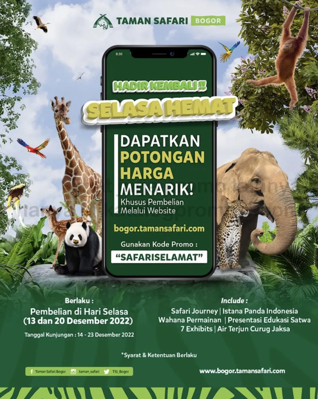 Promo TAMAN SAFARI SELAsa heMAT - HARGA SPESIAL untuk TIKET MASUK Safari Siang + Panda