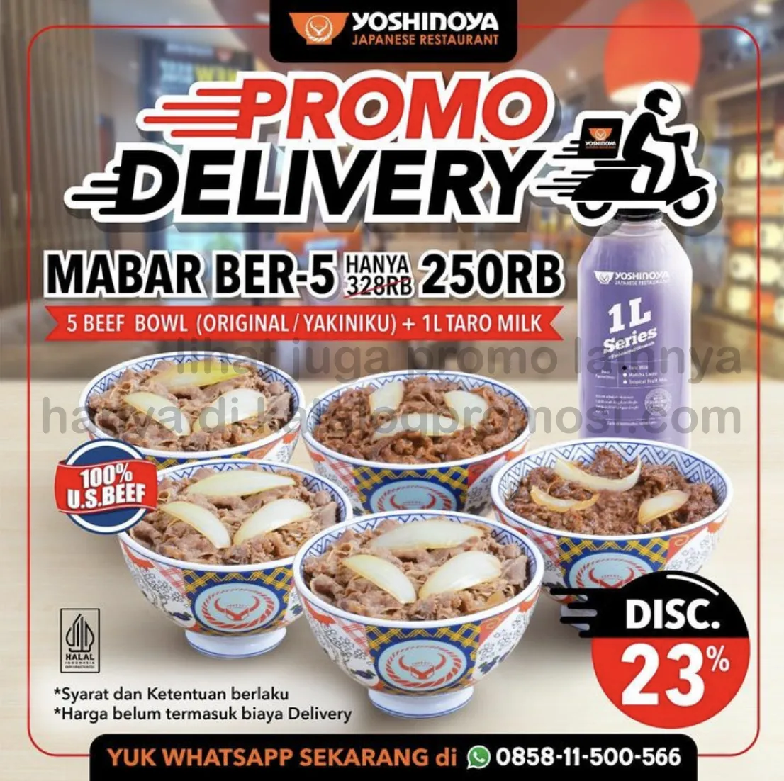 Promo YOSHINOYA khusus DELIVERY! Paket Makan Bareng (MABAR) untuk BERLIMA cuma Rp. 250RIBU