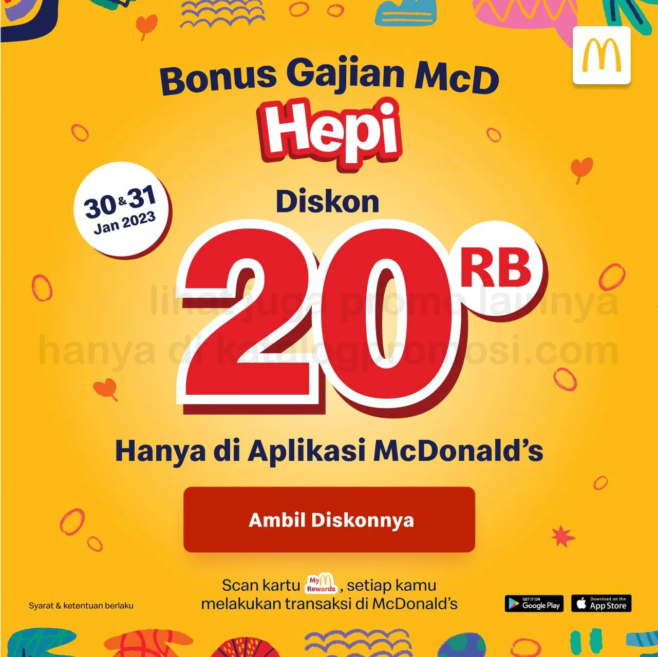 Promo McDonalds BONUS GAJIAN - DISKON 20% atau POTONGAN Rp. 20.000