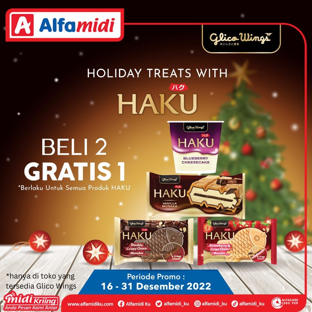 Promo ALFAMIDI Beli 2 GRATIS 1 untuk Ice Cream HAKU 