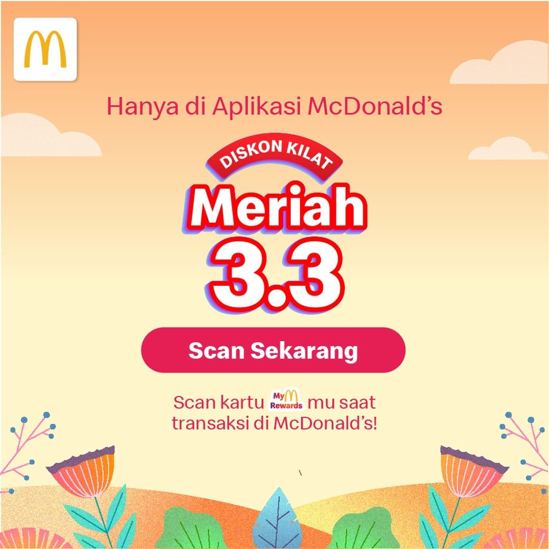 Promo McDonalds 3.3 DISKON KILAT 30% atau 30RIBU