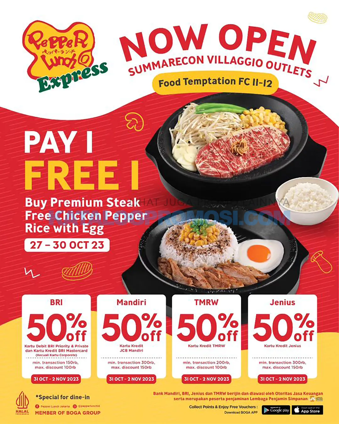Pepper Lunch SUMMARECON VILLAGIO Outlets Opening Promo - PAY 1 FREE 1