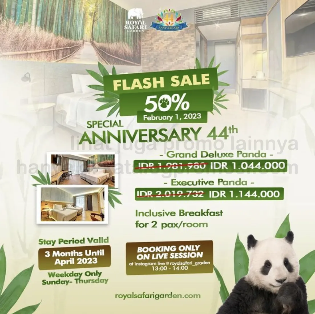 Promo ROYAL SAFARI GARDEN Anniversary 44th - FLASH SALE Discount up to 50% 