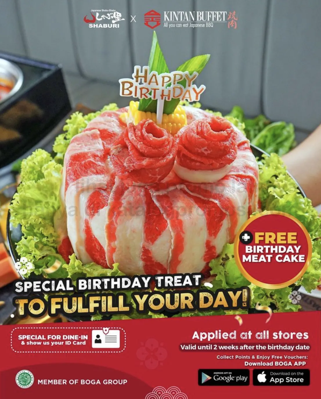 Promo SHABURI dan KINTAN BUFFET SPESIAL BIRTHDAY - GRATIS BIRTHDAY MEAT CAKE