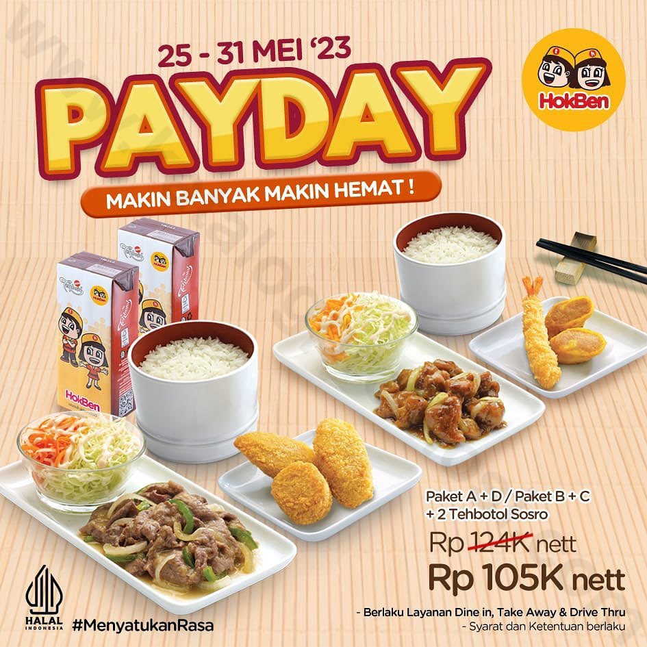 Promo HOKBEN SPECIAL PAYDAY - Paket A + D Atau B + C + 2 Tehbotol Sosro ...