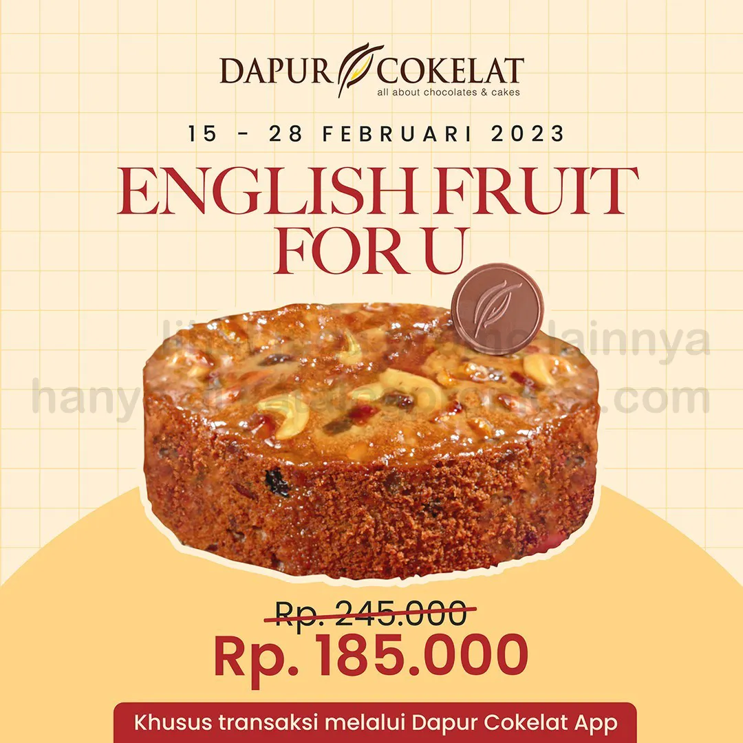 Promo DAPUR COKELAT Harga Spesial untuk English Fruit Cake cuma Rp. 185.000