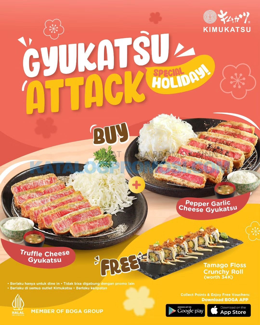Promo KIMUKATSU GYUKATSU ATTACK - FREE Tamago Floss Crunchy Roll 