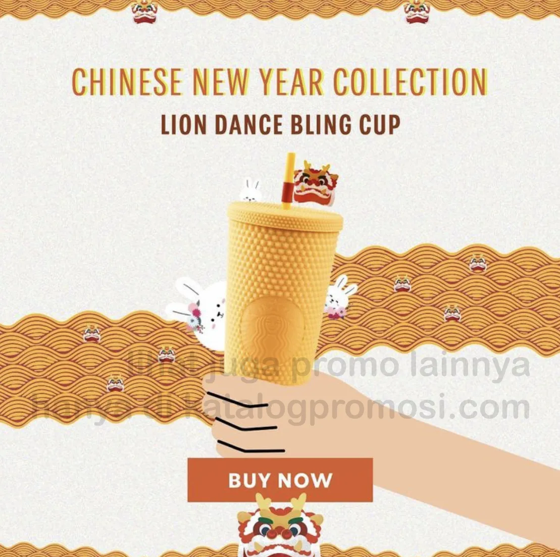 Promo Starbucks NEW Chinese New Year Collection Tumbler Lion Dance Bling Cup