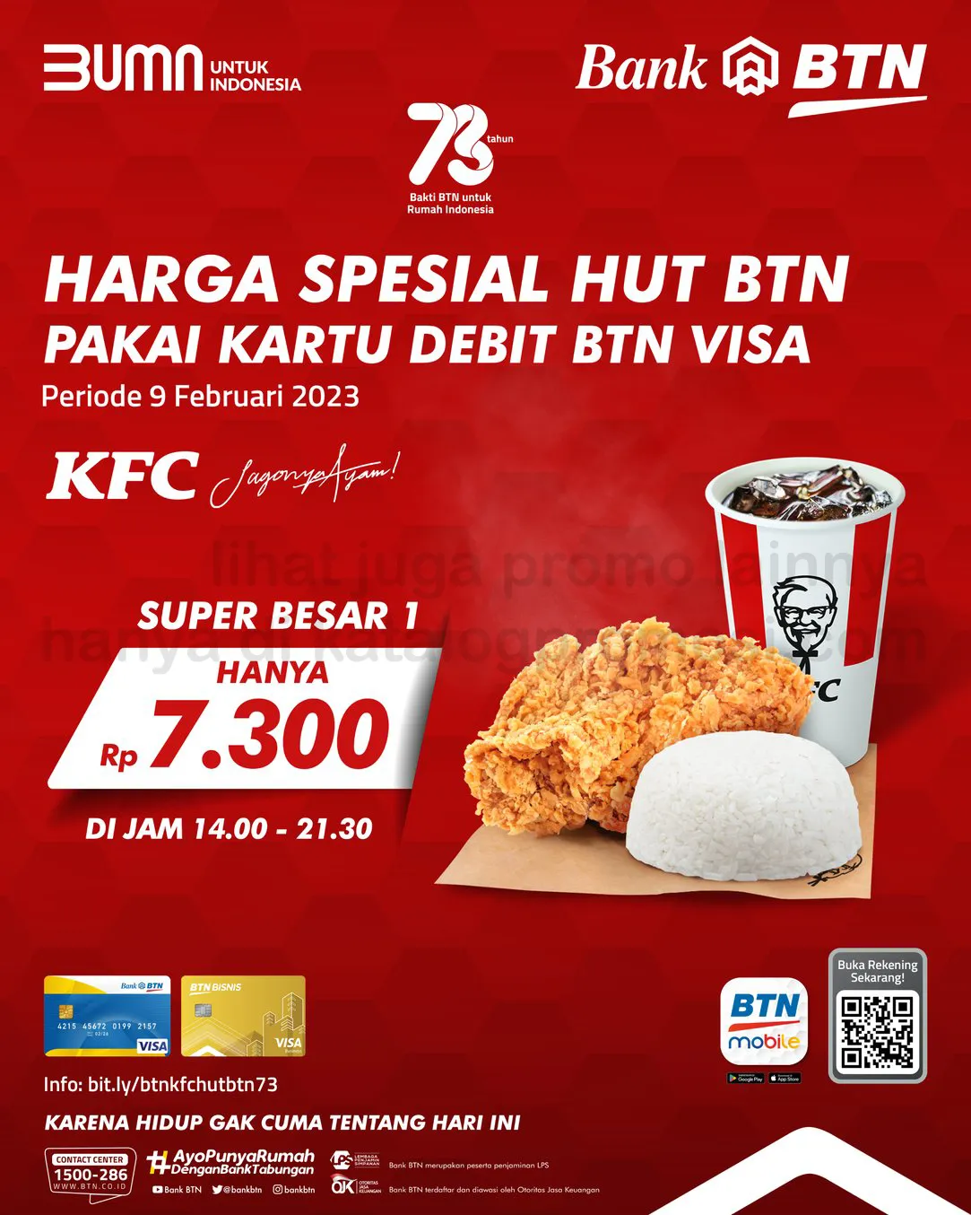 PROMO KFC PAKET SUPER BESAR 1 CUMA Rp7.300 dengan KARTU DEBIT BTN VISA